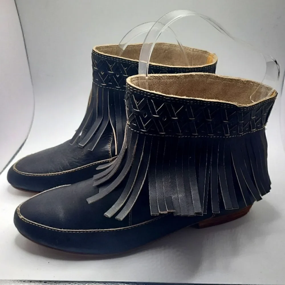 Latigo Anthropologie Jig Adobe Black Leather Fringe 